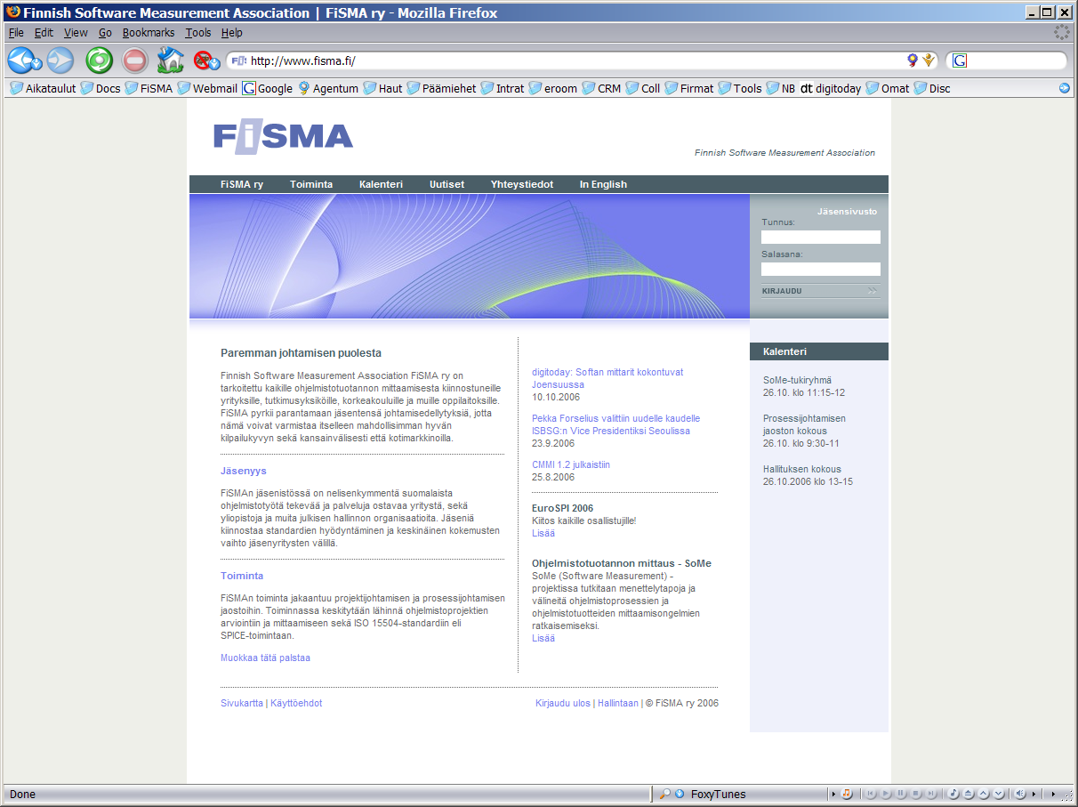 Sisäänkirjautuminen Sisäänkirjautuminen sujuu helpoiten FiSMAn sivuilta www.