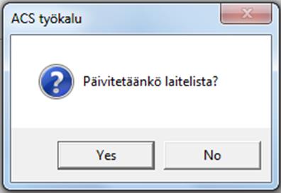 Valitse "Kyllä (Yes)". Ohjelma muodostaa nyt yhteyden ohjaimeen.