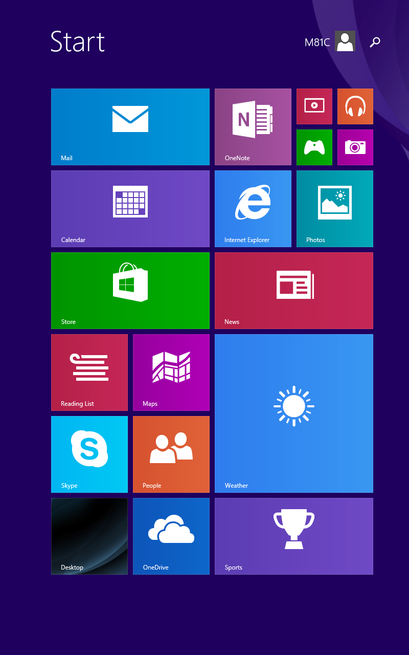 Windows -sovellukset Nämä sovellukset on kiinnitetty käynnistysnäyttöön ja ne näytetään ruutumuodossa helpon käytettävyyden vuoksi.