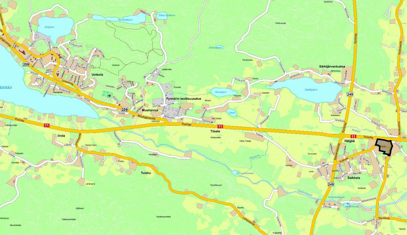 Sastamalan kaupunki Maankäyttö Yhdyskuntasuunnittelu HÄIJÄÄN KESKUSTAN ASEMAKAAVA A 017 KUVA 1: SUUNNITTELUALUEEN SIJAINTI OPASKARTALLA MOUHIJÄRVEN ALUEELLA, RAJAUS MUSTALLA Asemakaavan selostus 16.