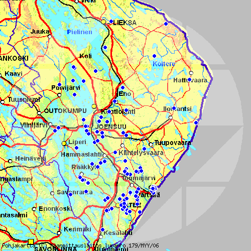 Valkoposkihanhien syyshavaintopaikat Pohjois-Karjalassa 1.9.