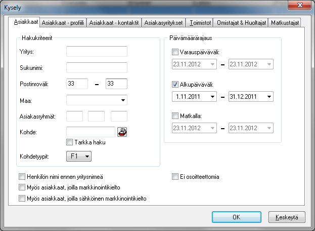 17.4. ASIAKASREKISTERIN HALLINTA JA KÄYTTÖ CRM-sovellus CRM-sovelluksella käsitellään asiakasrekisterin tietoja aineistoittain.