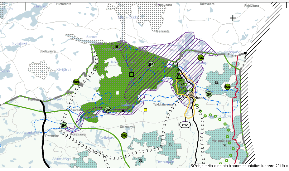 Eteläreunaltaan Kuusamo rajautuu Kainuun maakuntakaavaan, joka on vahvistettu 7.5.2007.