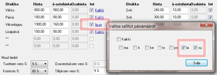 Muutoksia P1- ja P3-hinnoitteluihin P3-hinnastossa on mahdollista määrittää mitkä viikonpäivät käsitellään viikonloppuna P1- ja P3-hinnoittelussa hintakauden vaihteen yli menevät