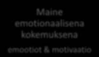 Mainekokemukseen liittyvät emootio- ja motivaatioprosessit Mainekokemukset Mainetarinat (esim.