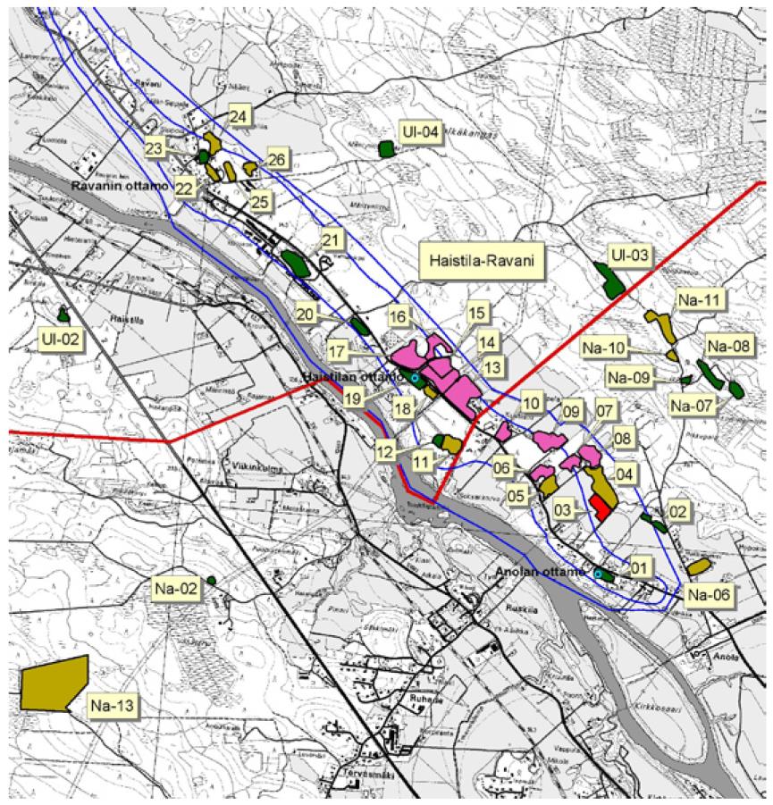 Haistila-Ravannin pohjavesialueelle sijoittuvia