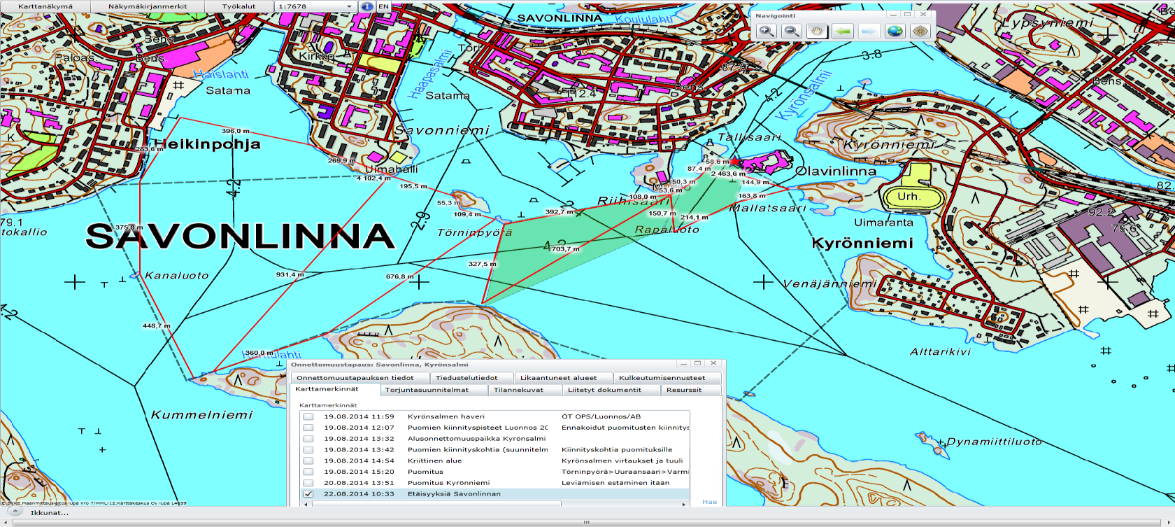 Torjunta-alue 1. Kyrönsalmi, kiireelliset torjuntatoimet Kuva 4.