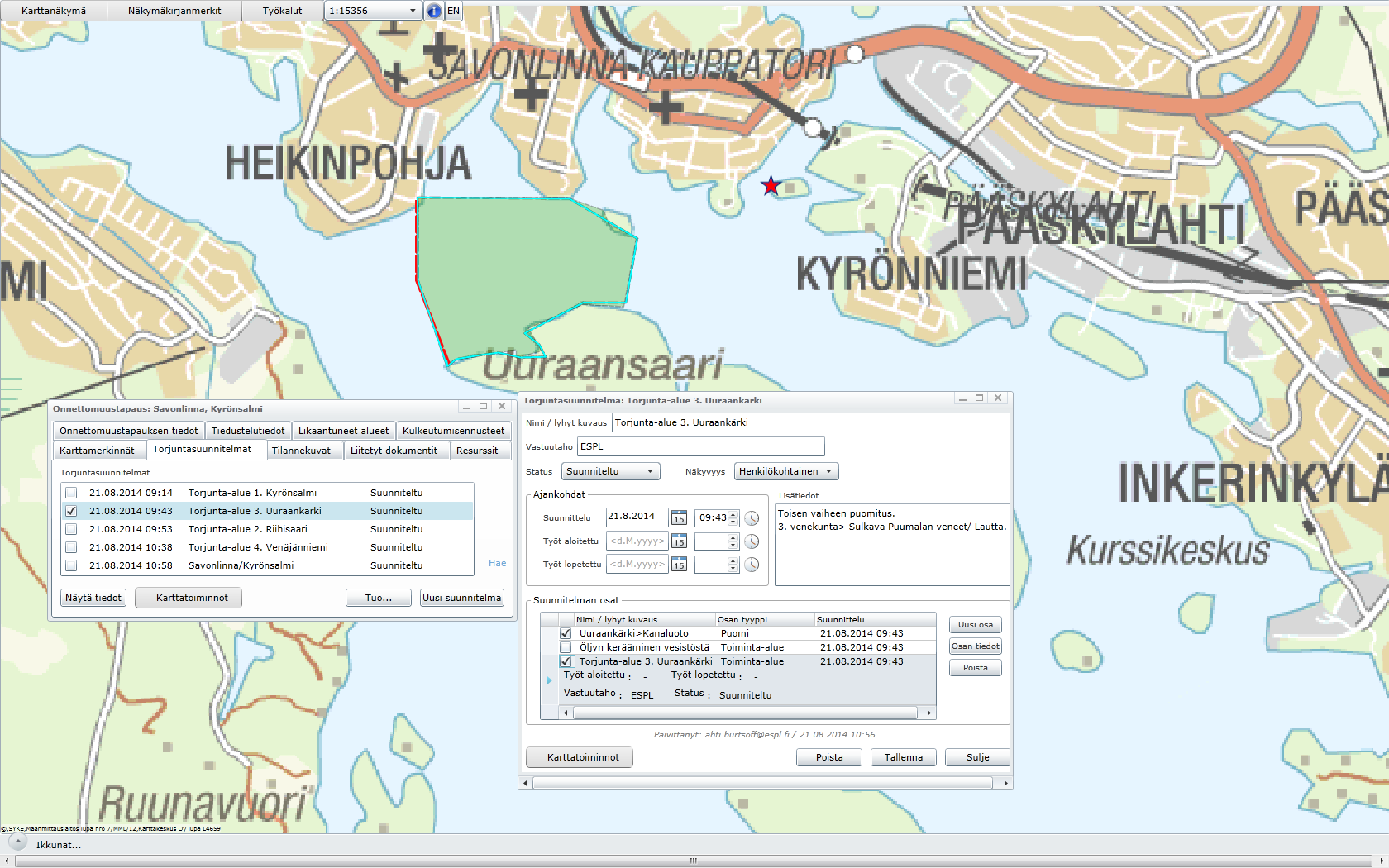 Torjunta-alue 3. Uurankärki, kolmas rajoituspuomilinja, lisäpuomitukset, kerääminen Kuva 7.