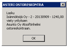 Kun painat Jatka, ostolaskut tulevat sisäänluetuiksi.