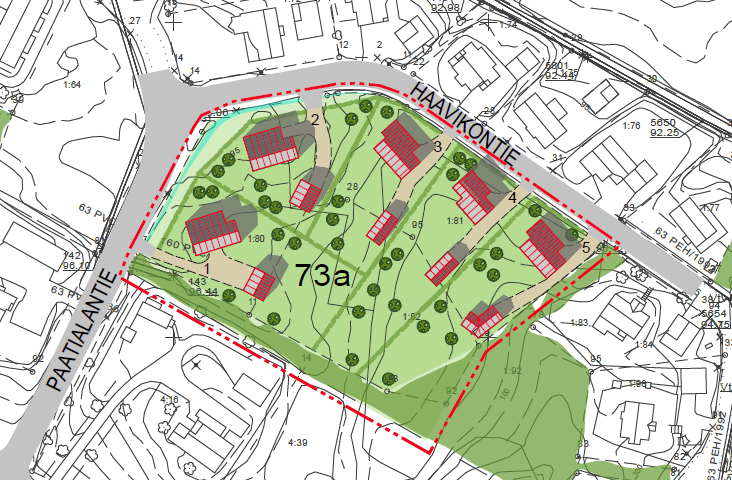 Paatialantie, Haavikontie = tontti on vapaa Kortteli / Tontti Osoite Pinta-ala m² Rakennusoikeus krs-m² Maapohjan hinta Yhdyskuntatekn. rak.