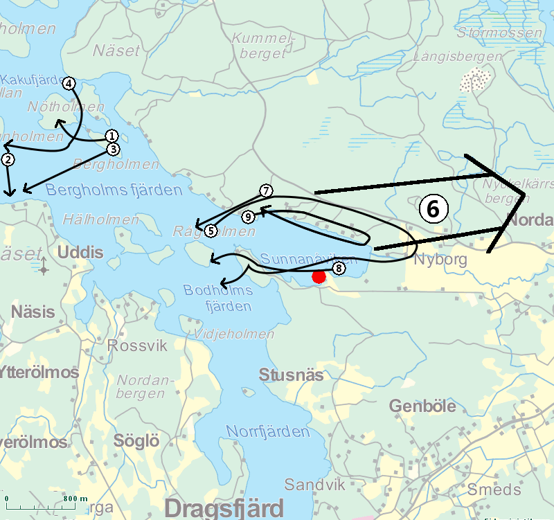 Liite 3. Lentohavainnot 5.3.2015 1. 11:55 subad kaukana, lensi Bergholmenista Nötholmeniin 2. 12:00 ad kaarteli hyvin kaukana lännessä 3. 12:08 ad lähti puusta, veden pinnassa lentäen lounaaseen 4.