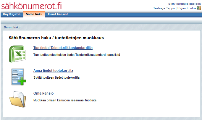 Aloitusnäkymä Linkki takaisin Sähkönumerot.fi-etusivulle.