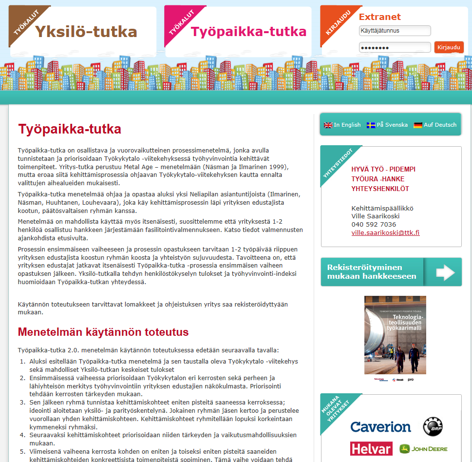 Esimerkkejä käytössä olevista avoimista työkaluista 2/2 HYVÄ TYÖ PIDEMPI TYÖURA: