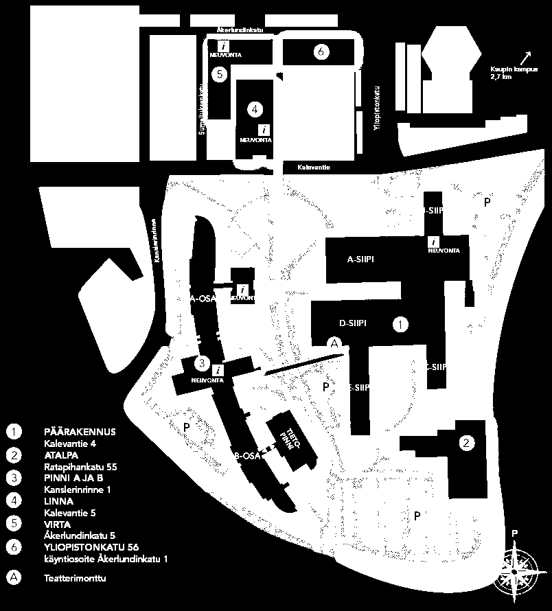 Campus Survival Guide Oheisessa kartassa näet Tampereen yliopiston keskustakampuksen. Apua? Eli.