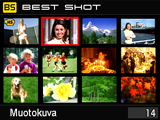 BEST SHOT -tilan käyttö Mikä on BEST SHOT? BEST SHOT -ominaisuus sisältää sarjan esimerkkitilanteita, jotka vastaavat erilaisia kuvausolosuhteita.