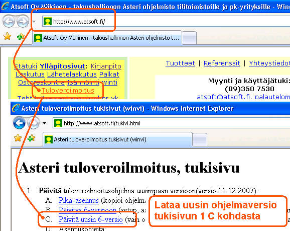 PÄIVITYKSEN ASENTAMINEN Päivitys asennetaan asentamalla netistä uusin ohjelmaversio kohdasta 1C uudet laskentaohjeet ja perusmääritykset kohdasta 2A ja 2B