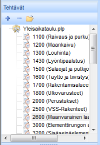 3.5. Tehtävien lisääminen käyttämällä Gallerian tehtäväpanelia. Gallerian tehtäväpanelissa näytetään malli-kansion projekteja, joilla on tehtävärekisterissä nimikkeitä.