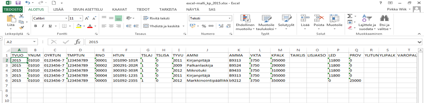 2(7) 1. Excel-tiedoston muuntaminen CSV-tiedostoksi ja siirto tiedusteluun 1.1. Yleistä CSV-tiedoston luonnista CSV-tiedoston voi luoda ja sitä voi käsitellä yleisimmillä taulukkolaskentaohjelmilla.