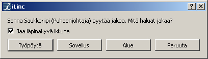 Voit siirtää sitä (raahaamalla sitä otsikkonauhasta) ja muokata sen kokoa (venyttämällä sitä reunoista) ennen jakamista.