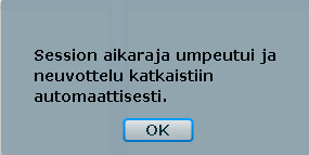 Videochat-session päättäminen Sessio päättyy viimeistään silloin kun maksimiaikaraja umpeutuu. 10 minuuttia ennen session loppua ohjelma varoittaa ajan loppumisesta.