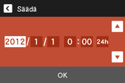 Aikanäytön valitseminen Määritä kameran näyttämä kotikaupunkisi ja kohteesi aika noudattamalla näitä ohjeita. 1. Kosketa Aika. 2. Kosketa Koti tai Kohde.