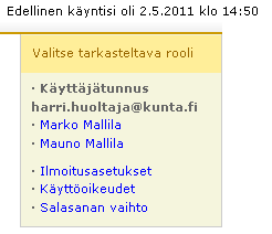 4. Tunnuksen hallinta Wilman etusivun oikeaan ylänurkkaan on koottu tärkeimmät tunnuksen hallintaan liittyvät työkalut. Ns.