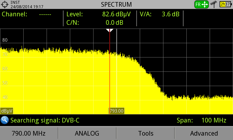 ( 54 ) 54 TERRA LF 001 Ulkokäyttö Mittaustaajuus 790 MHz Läpimenovaimennus 85,8 82,6 db =