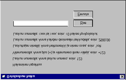 Windows Ostoreskontran Päivitys 8.11.2002 7/12 5. OSTOLASKUN PIKAHAKU Jos haluat nopesti löytää jonkin tietyn avoimen ostolaskun, valitse Muokkaa Hae tai paina F5. 6.