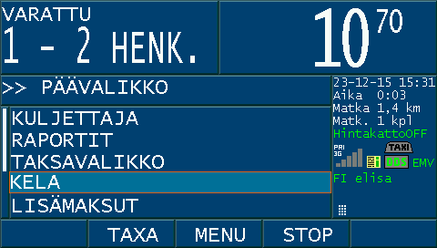 Siirry SYÖTÄ KELA-TUNNUS KÄSIN ja paina <OK> Näppäile 6-numeroinen Kela tilaustunnus ja paina numeronäppäimistöltä <Enter> Tilaustunnuksen löydät terminaalin KELA-ajoselitteestä tai tulosteesta