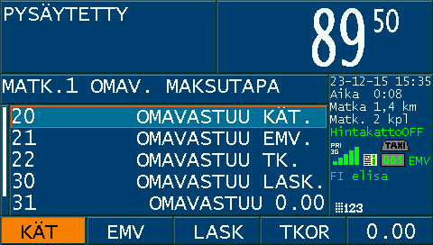 Näppäile 6-numeroinen Kela tilaustunnus ja paina numeronäppäimistöltä <Enter> Tilaustunnuksen löydät terminaalin KELA-ajoselitteestä tai tulosteesta Tunnus on liitetty KELA-tilaukseen Toista