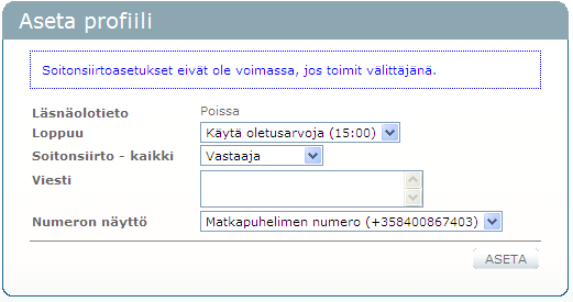 14.4.2011 10 (44) Profiilin asettaminen: Muuta läsnäoloprofiilia
