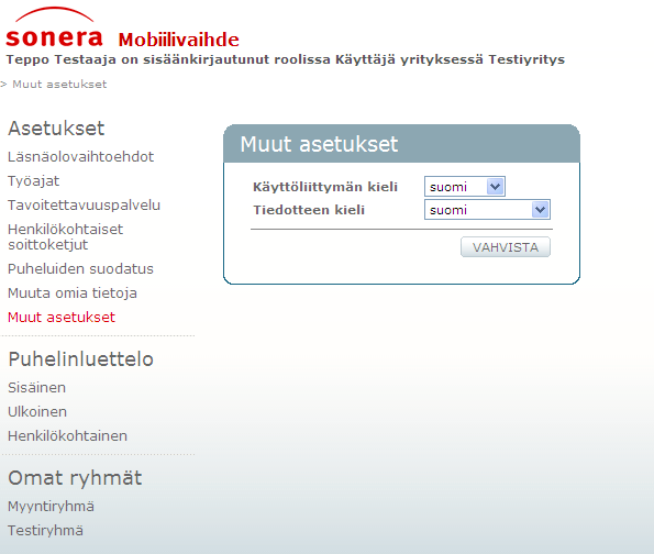 14.4.2011 25 (44) Valitse käyttöliittymän kieli Kieli-alasvetovalikosta.