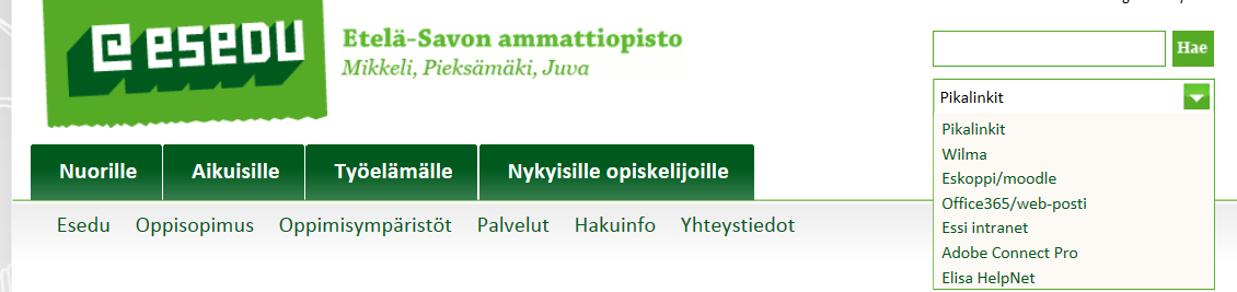 Ilmoittautumisohje 1. Esedun Wilman osoite: https://wilma.esedu.fi/. Löydät Wilman linkin myös www.esedu.fi sivuston pikalinkeistä. 2.