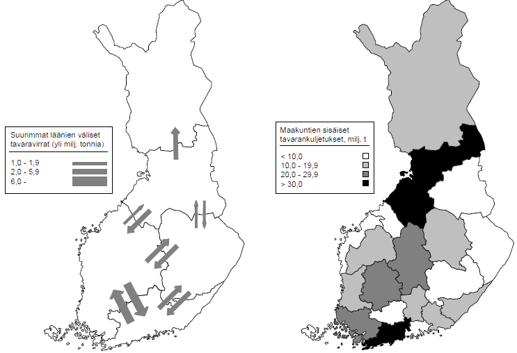 LIITE 7 Kuvio 1 Kuvio 2 Suurimmat tavaravirrat läänien