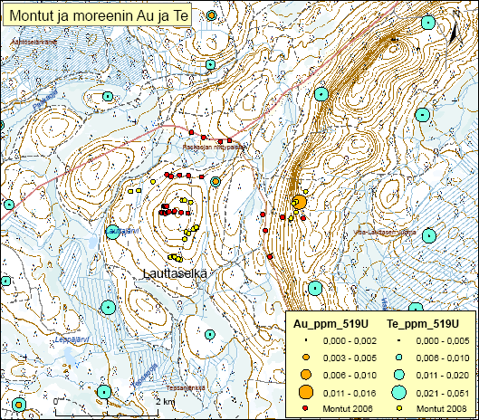 2 Kuva 2. Kullan prospektiivisuus KeskiLapin vihreäkivivyöhykkeellä (Sarala et al. 2007a). The prospectivity of gold in Central Lapland greenstone belt. Kuva 3.