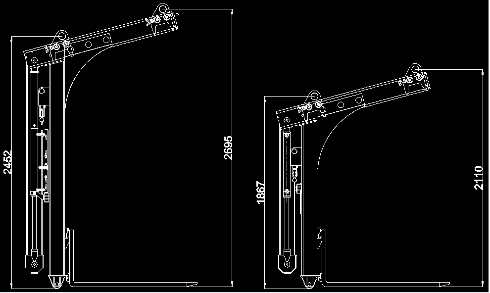 35 8 TULOSTEN ANALYSOINTI Heti nostimen osien valmistusvaiheessa havaittiin nostimen korkeus liian suureksi. Korkeuteen syynä on hydraulisylinterin pituus, joka nostimeen asennetaan (KUVIO 31.).