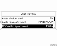 Mittarit ja käyttölaitteet 105 Jos ulkolämpötila laskee 3 C:een, ylemmän tason yhdistelmänäytöllä varustetussa autossa näkyy kuljettajan tietokeskuksessa varoitusviesti.