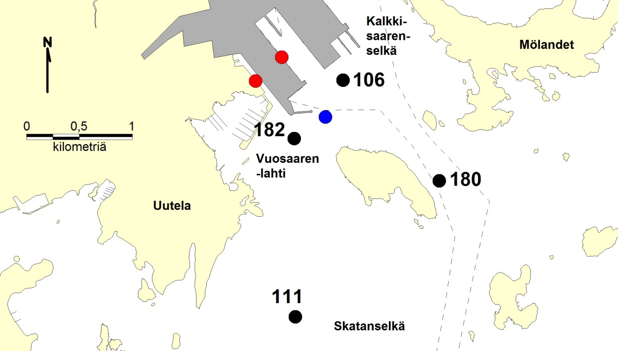 Kuva 3. Veden laadun tarkkailu vesinäytteenottopisteet. Talvi 21 oli pitkästä aikaa kylmä ja erittäin luminen.