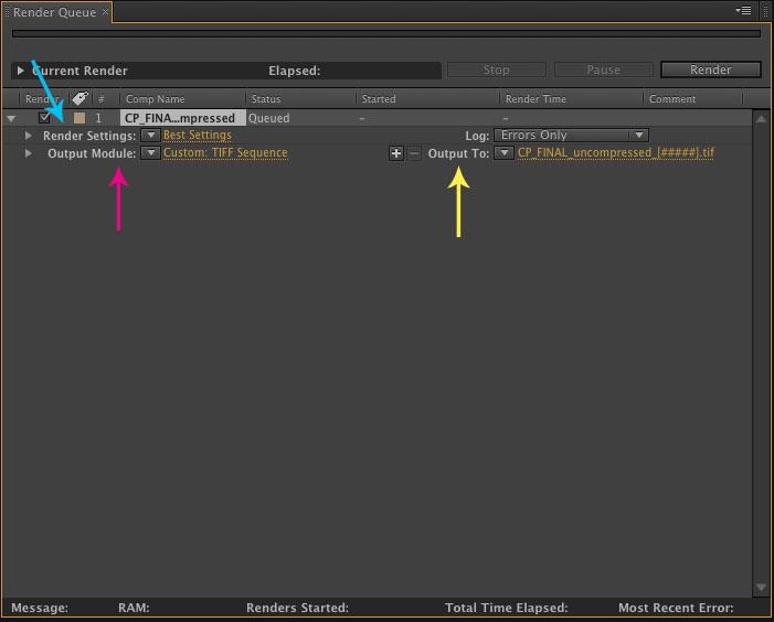 Oletuksena Render Settings -ikkuna asetuksia ei tarvitse muuttaa.