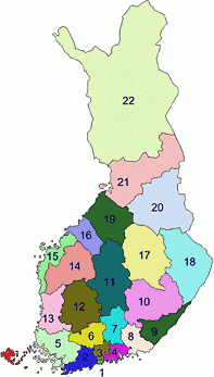 2. TUTKIMUSAINEISTO JA TYÖMENETELMÄ 2.1. Tarkastelualue Kuva 5. Maakunnat. Lähde: Tilastokeskus. Kuva 6. Pelastustoimen alueet. Lähde: Pelastustoimi.