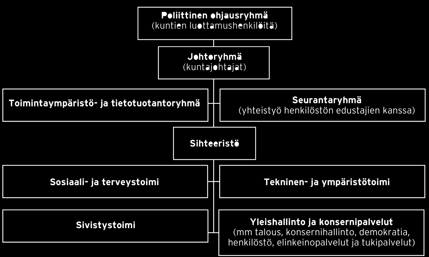 1. SELVITYKSEN ORGANISOINTI JA ETENEMINEN Selvitystä ohjasi kuntien luottamushenkilöistä koottu ohjausryhmä, jossa Espoolla oli viisi jäsentä, Kauniaisilla kolme ja Kirkkonummella ja Vihdillä