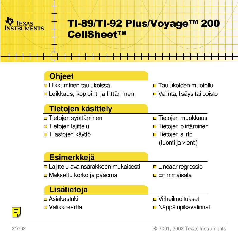 Löydät kysymyksiisi vastaukset käyttöoppaasta ( tiedot, ohjearvot,