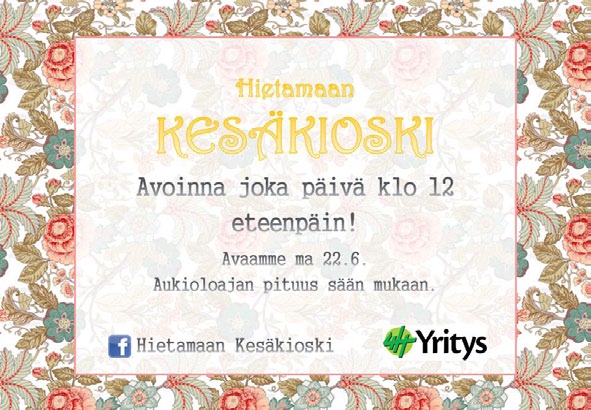 SIIKAJOEN 4H-YHDISTYS SIIKAJOEN 4H-YHDISTYS LIPUNRYÖSTÖTURNAUS KOULULAISILLE 1.7.2015 KLO 17:00 KÄRKINIEMESSÄ! Järjestämme leikkimielisen lipunryöstöturnauksen pitäjäpäiväviikolla kärkiniemessä.