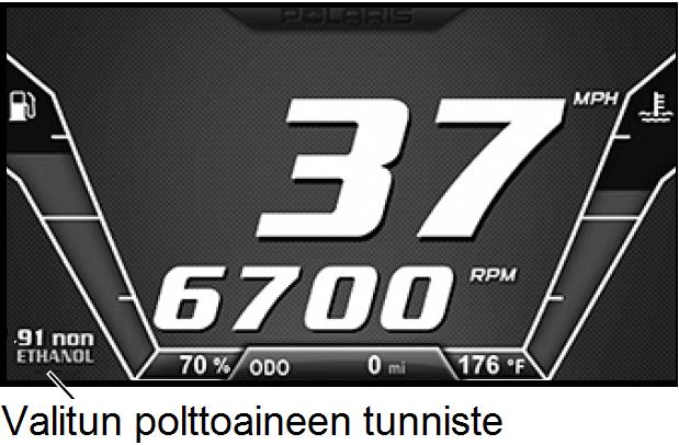 Polttoainelaadun mukainen moottorin ohjausjärjestelmän säätö tehdään seuraavasti: 1. Käynnistä moottori ja kytke pysäköintijarru. 2.