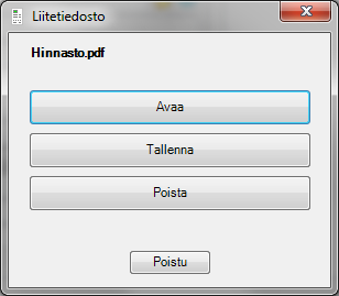 14. LIITETIEDOSTOT 14.1. Lisääminen, avaaminen ja poistaminen Voit lisätä liitteitä, kuten mainoksia tai hinnastoja, tarjouksille, tilauksille ja laskuille, ja lähettää ne halutessasi verkkolaskuna
