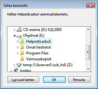Valitse perusversion asennushakemisto Jos käytössäsi on ollut HelpostiLaskun versio 7, 8, 2012 tai uudempi, siirtotyökalu etsii oikean asennuskansion automaattisesti.