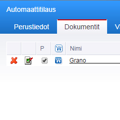 Tiedostokohtaiset automaatit Valitse Dokumentit-välilehti ja lisää tiedosto dokumenttilistaan klikkaamalla Tuo korista -nappulaa.