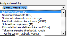 Periaate on sama kuin pylväskaaviota luodessa: Valitse rivit, paina keskellä ja anna kaaviolle otsikko.