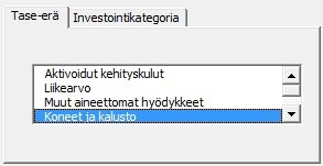 3.2.4.2.7 Siirrä kirjanpitoarvo Olemassa olevan hyödykkeen kirjanpitoarvo voidaan siirtää valittuun ajankohtaan investointitaulukossa ja poistaa uudella poistosuunnitelmalla käyttäen Siirrä