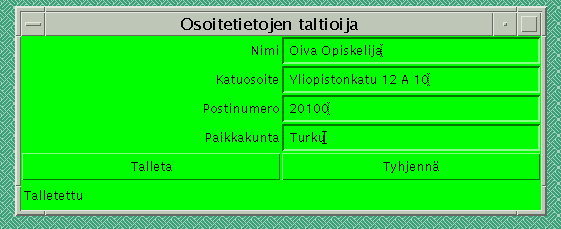 28 LUKU 3. AWT:N PERUSKOMPONENTTEJA kohdistuu tekstikomponenttiin, kun käyttäjä painaa enter:ä. Taulukossa 3.